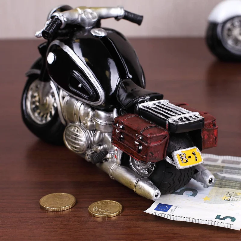 Spardose Motorrad Old Style, schwarz