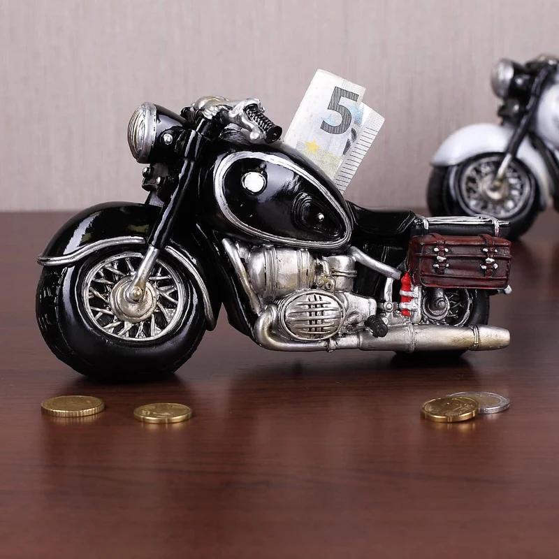 Spardose Motorrad Old Style, schwarz