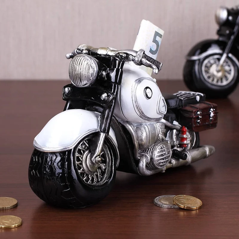 Spardose Motorrad Old Style, weiß