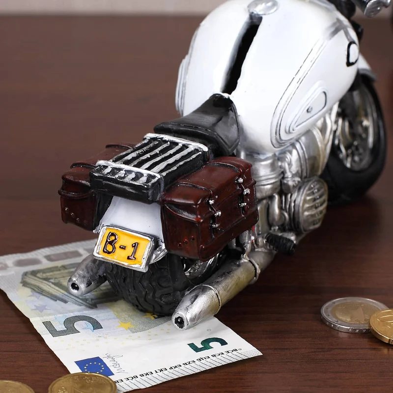 Spardose Motorrad Old Style, weiß