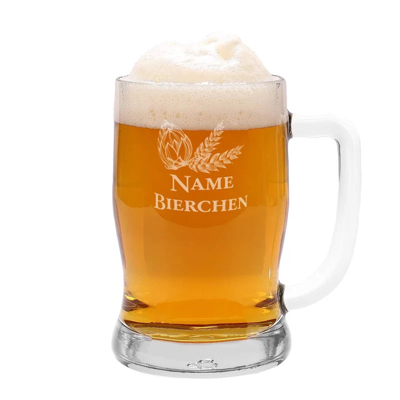 Bierseidel mit Biermotiv und persönlicher Namensgravur