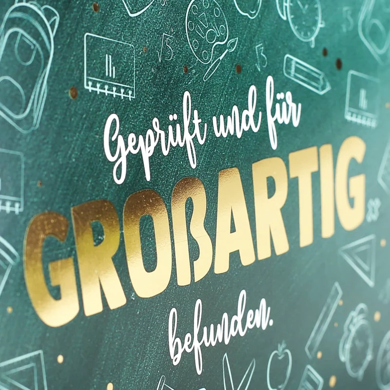 Geldgeschenk zum Abi & Schulabschluss - Box mit Goldprägung, Name & Wunschtext