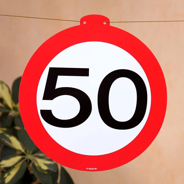 Deko Girlande - Verkehrszeichen 50