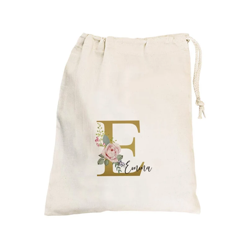 Kleiner Geschenksack mit Rosen-Monogramm und Name