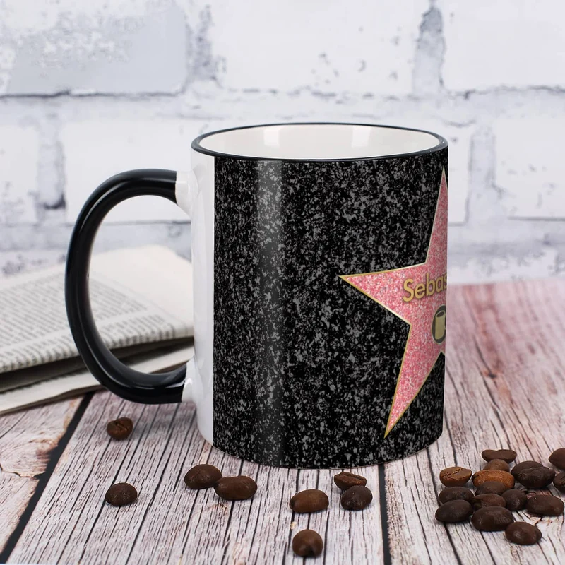 Kaffee-Tasse Walk of Fame mit Stern und Wunschnamen