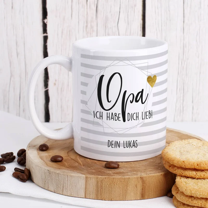 Keramiktasse - Opa wir haben dich lieb - mit Ihrem Wunschtext