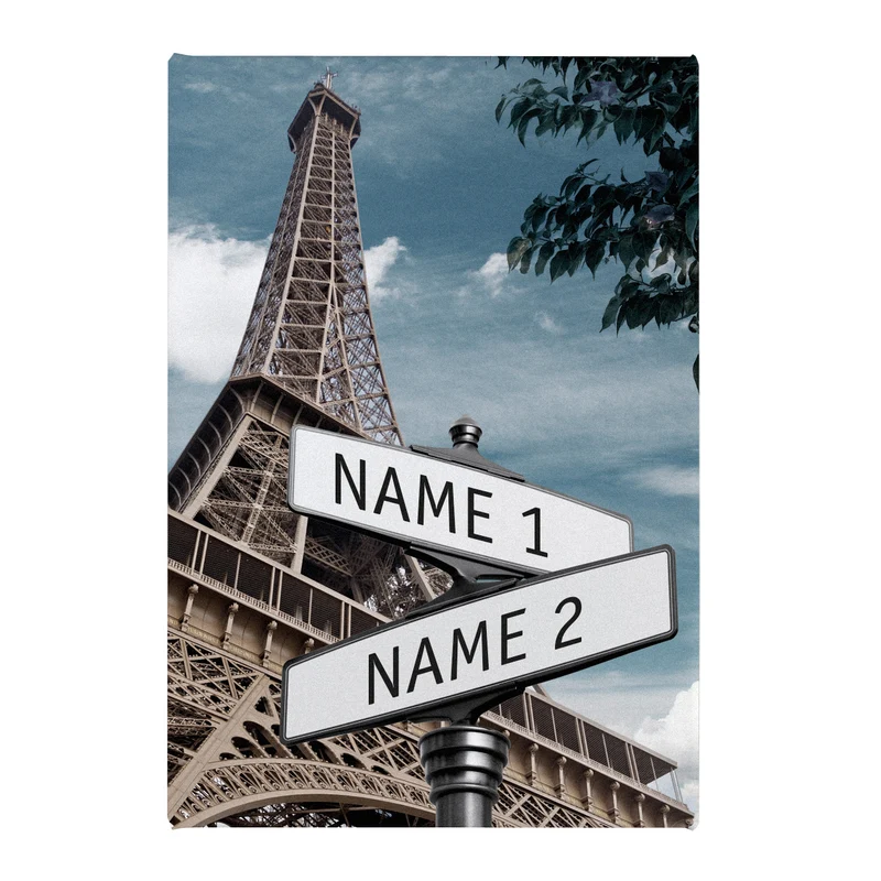 Keilrahmen Leinwand Straßenschilder Paris mit Ihren Namen 60x40cm