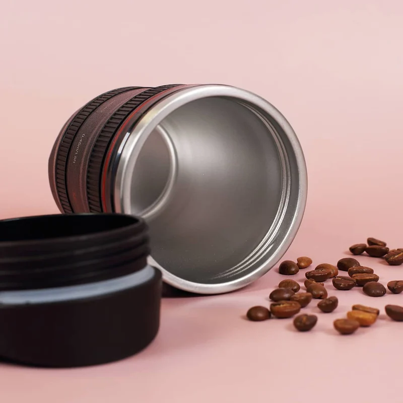 Becher - Kameraobjektiv mit Edelstahleinsatz 350 ml