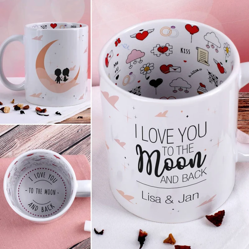 Tasse - I love you to the Moon and back - mit Innenaufdruck