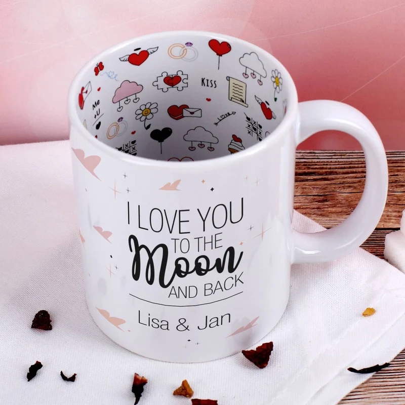 Tasse - I love you to the Moon and back - mit Innenaufdruck