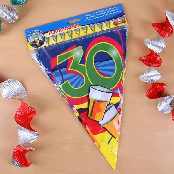 Bunte Wimpelkette zum 30. Geburtstag