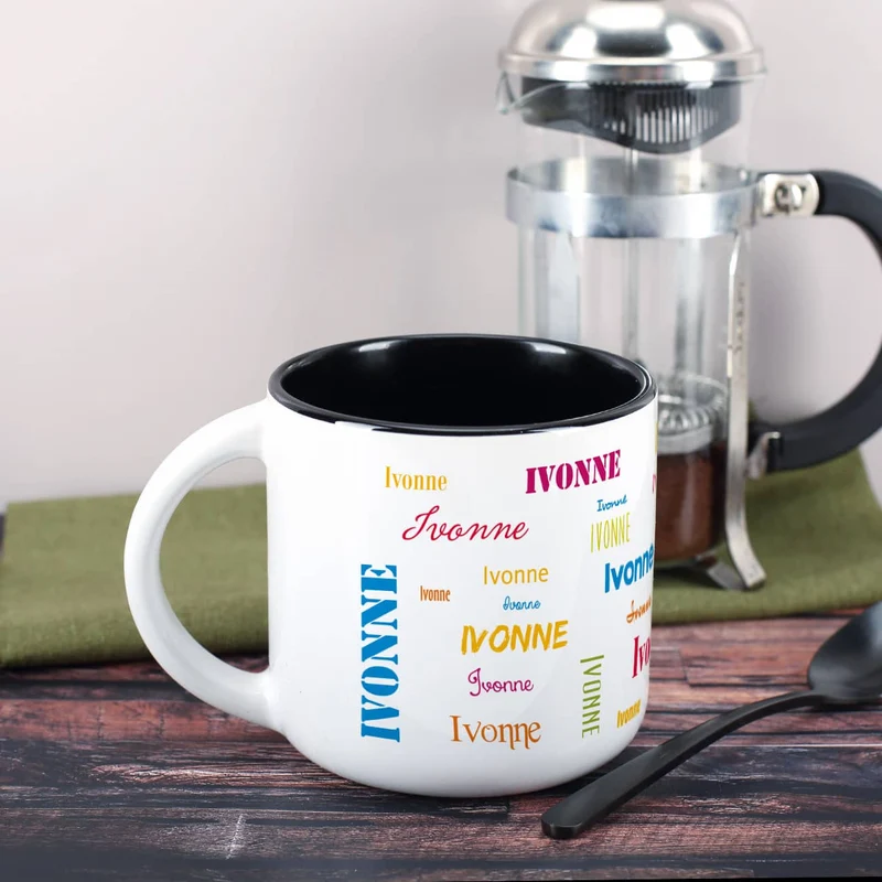 Großer Kaffeepott mit Ihrem Namen in verschiedenen Schriftarten