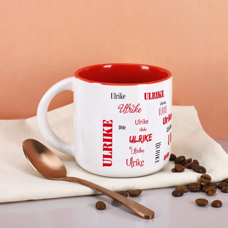 Großer Kaffeepott mit Ihrem Namen in verschiedenen Schriftarten
