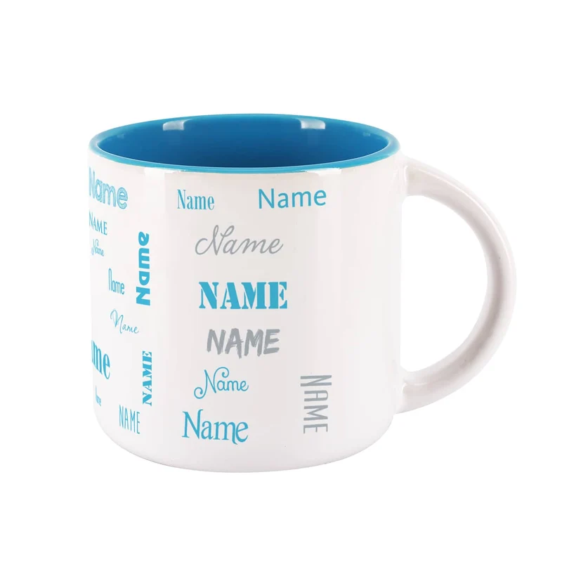 Großer Kaffeepott mit Ihrem Namen in verschiedenen Schriftarten