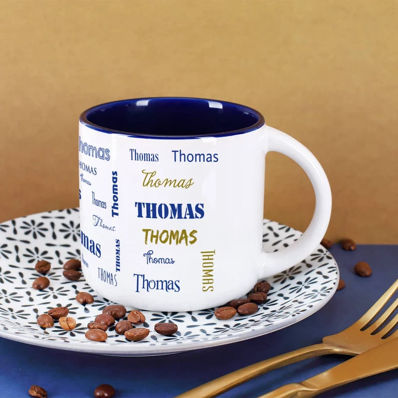 Großer Kaffeepott mit Ihrem Namen in verschiedenen Schriftarten
