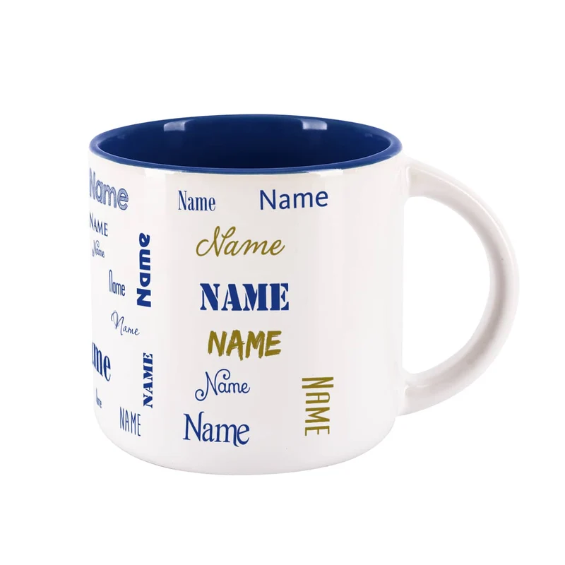Großer Kaffeepott mit Ihrem Namen in verschiedenen Schriftarten