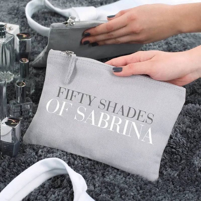 Graues Beautycase mit Name für Schminksachen und Accessoires