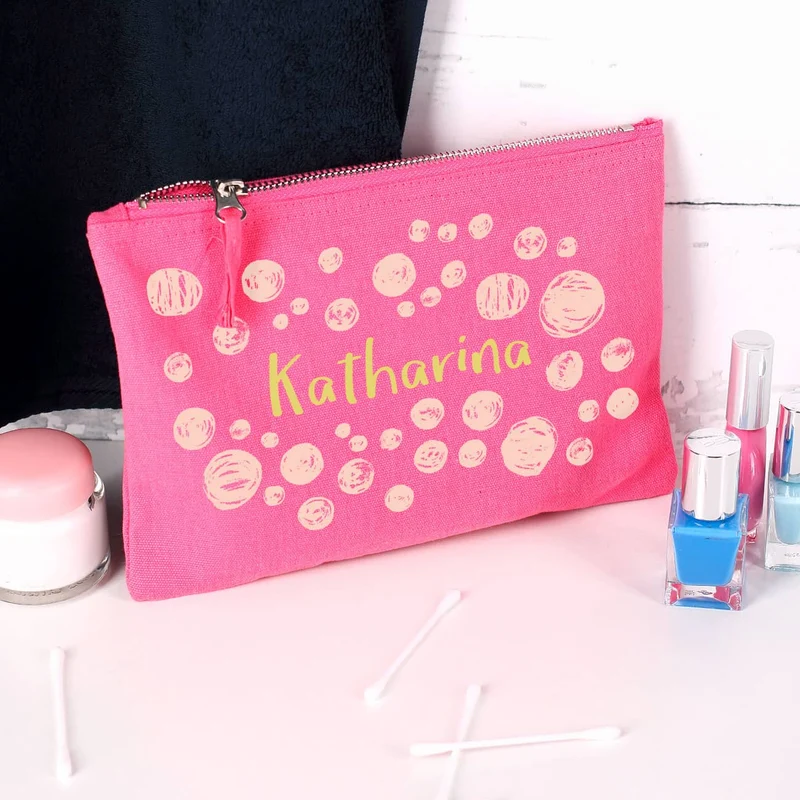 Pinkes Beautycase mit Namensaufdruck