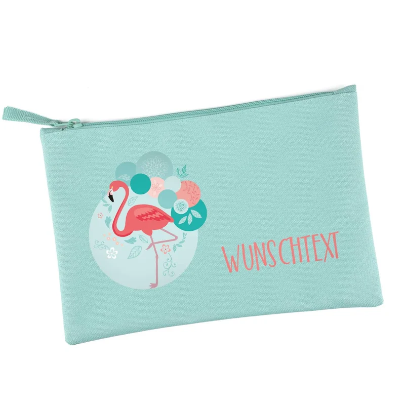 Kosmetiktasche mit Flamingo und Wunschtext