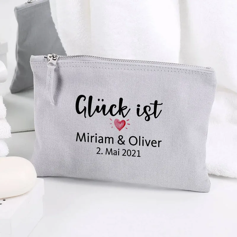 Glück ist... Beautycase mit Wunschtext