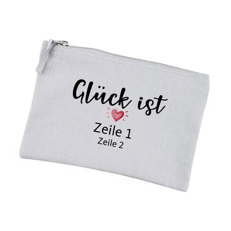 Glück ist... Beautycase mit Wunschtext