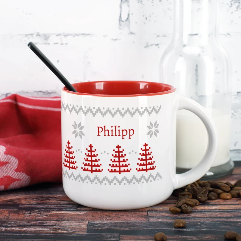 Große Tasse mit nordischem Motiv und Name
