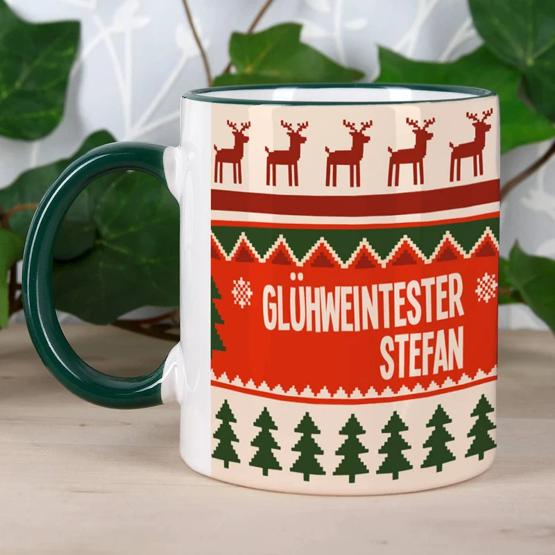 Personalisierte Weihnachtstasse - Glühweintester mit Wunschnamen