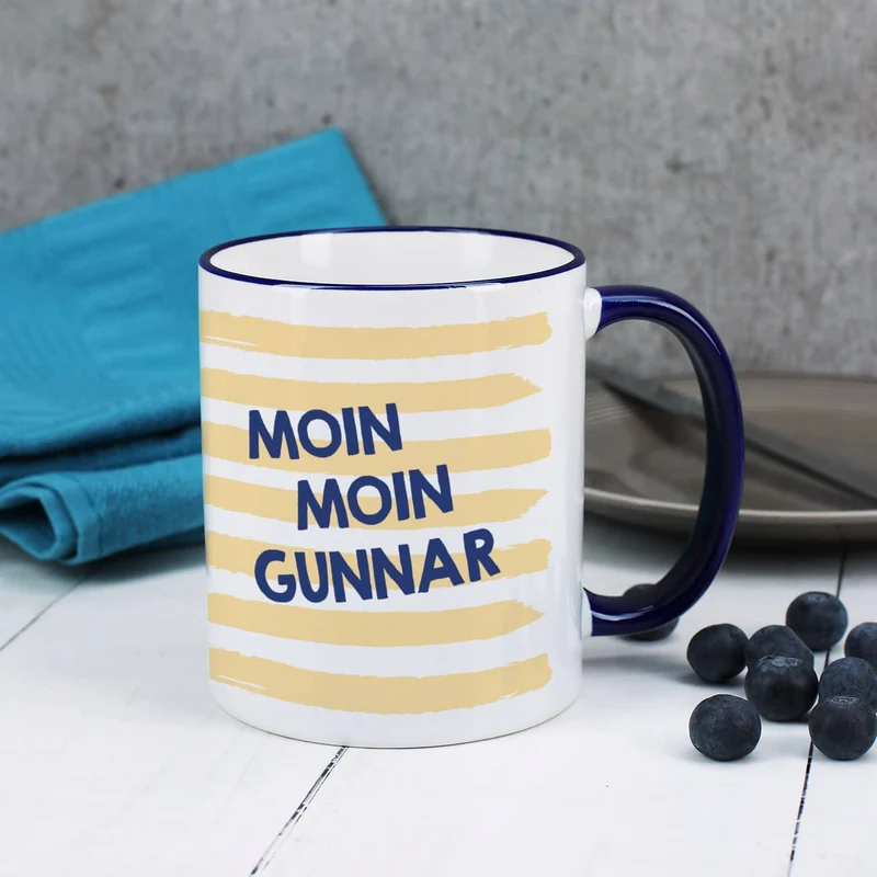 Maritime Tasse mit Möwe und Ihrem Wunschnamen