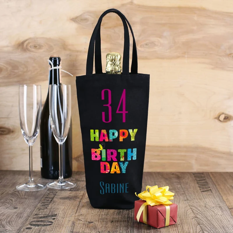 Flaschentasche zum Geburtstag mit Name und Alter