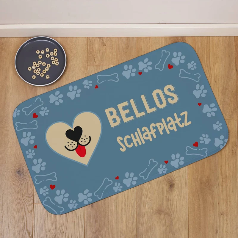 Kleiner Hundeteppich mit Wunschtext 76x45cm