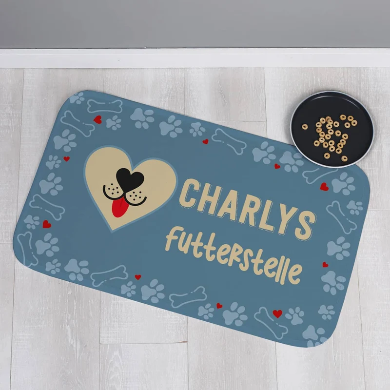 Kleiner Hundeteppich mit Wunschtext 76x45cm