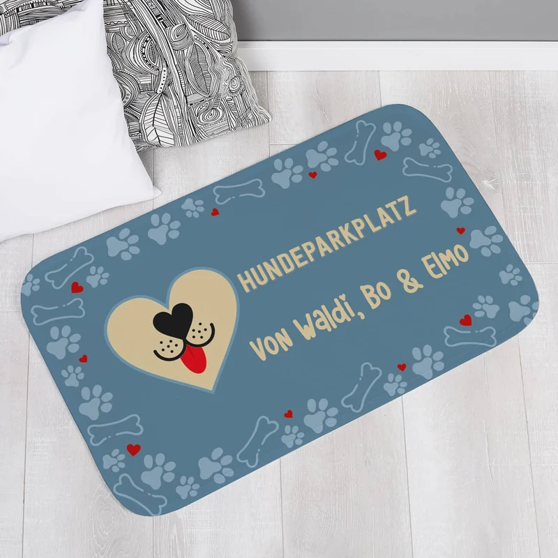 Kleiner Hundeteppich mit Wunschtext 76x45cm