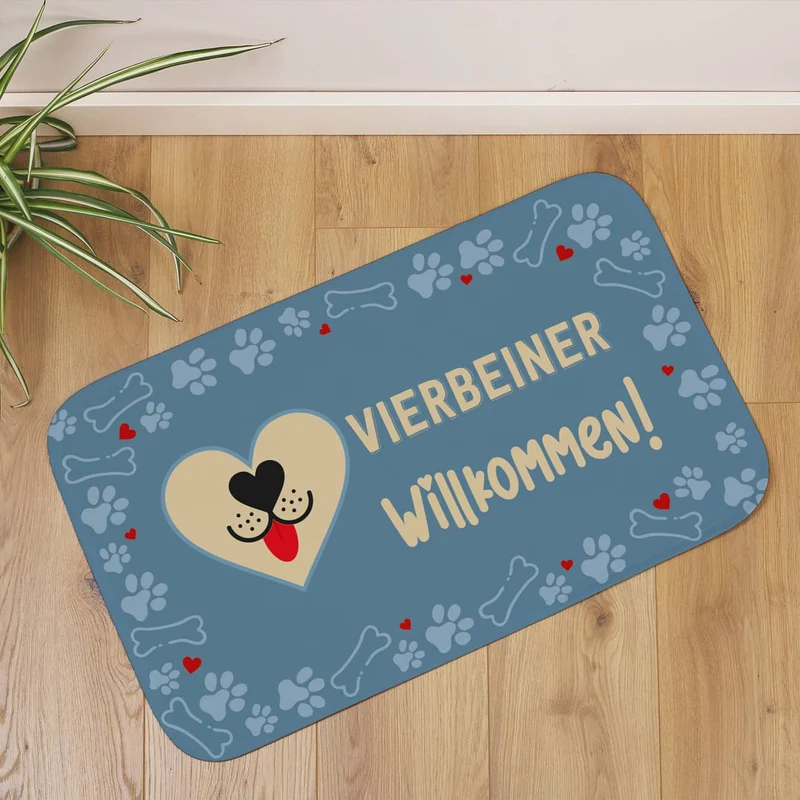 Kleiner Hundeteppich mit Wunschtext 76x45cm