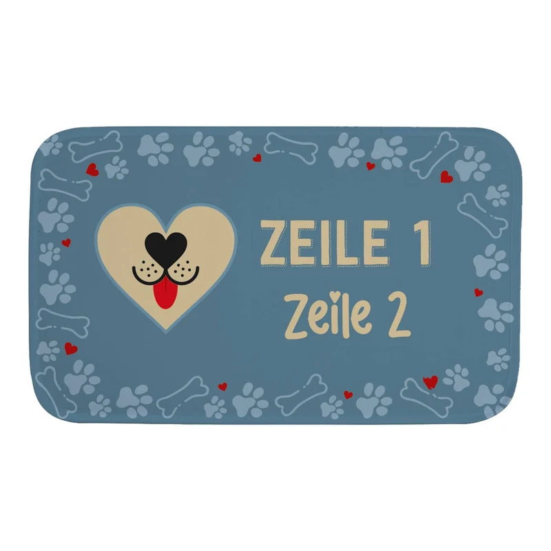 Kleiner Hundeteppich mit Wunschtext 76x45cm