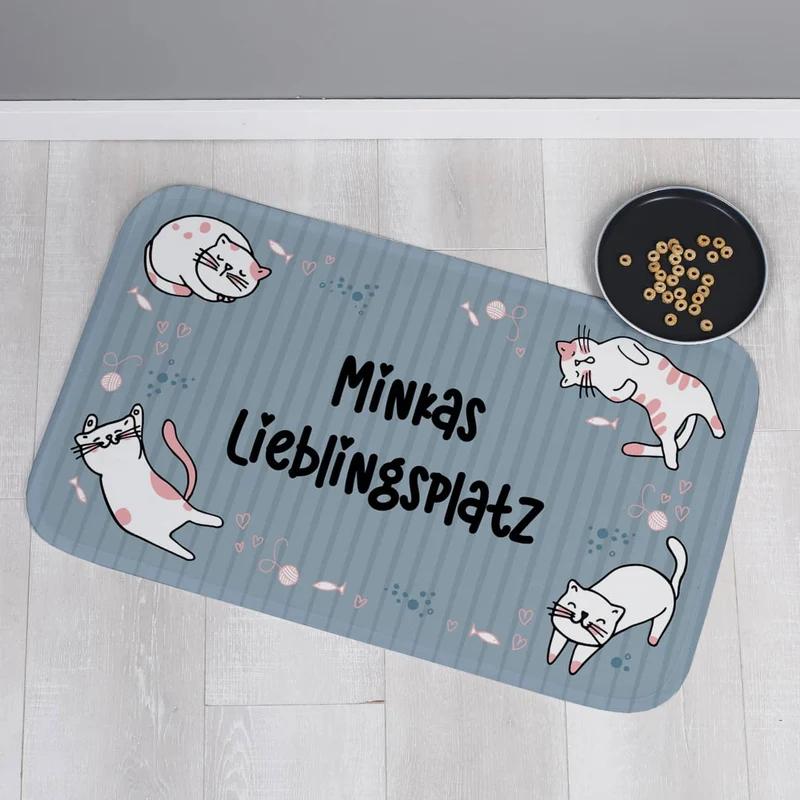 Kleiner Katzenteppich mit Wunschtext 76x45cm
