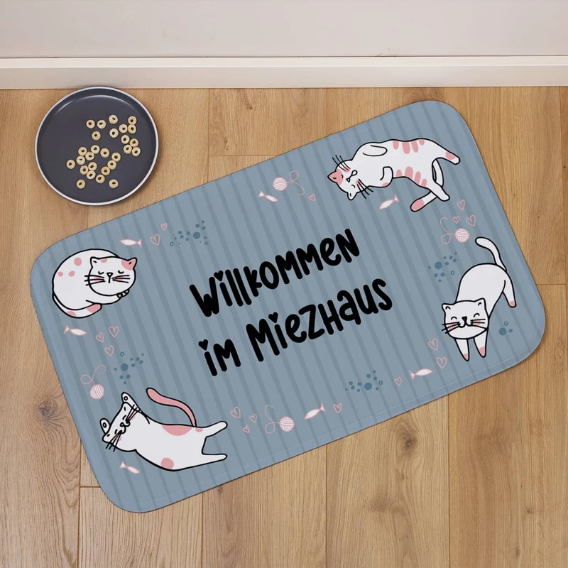 Kleiner Katzenteppich mit Wunschtext 76x45cm