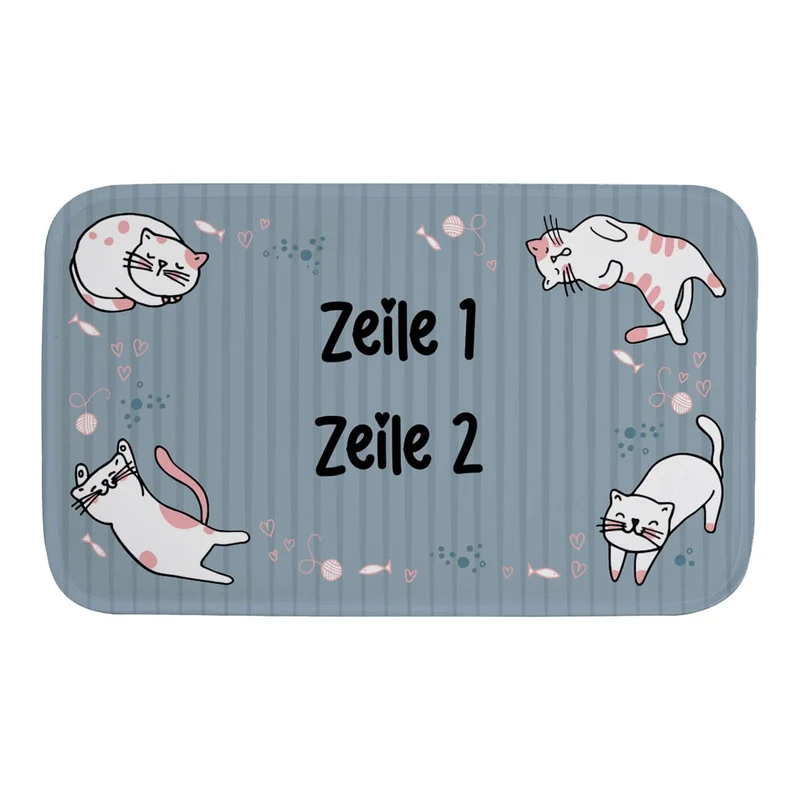 Kleiner Katzenteppich mit Wunschtext 76x45cm