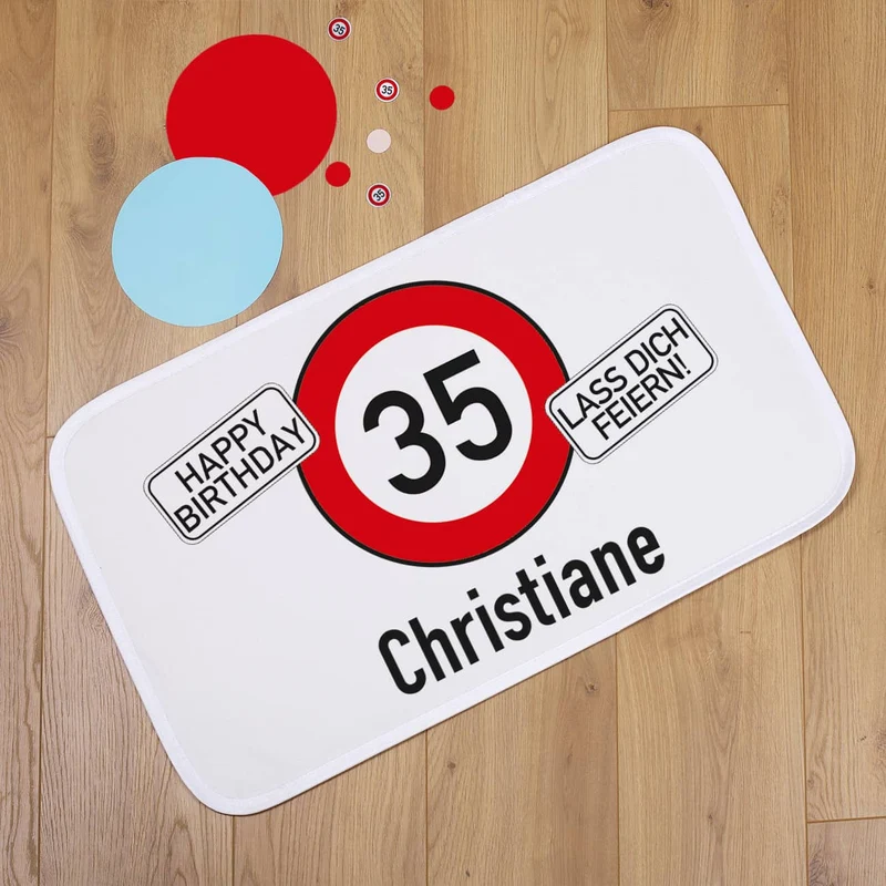 Türvorleger / Badematte zum Geburtstag mit Verkehrszeichen