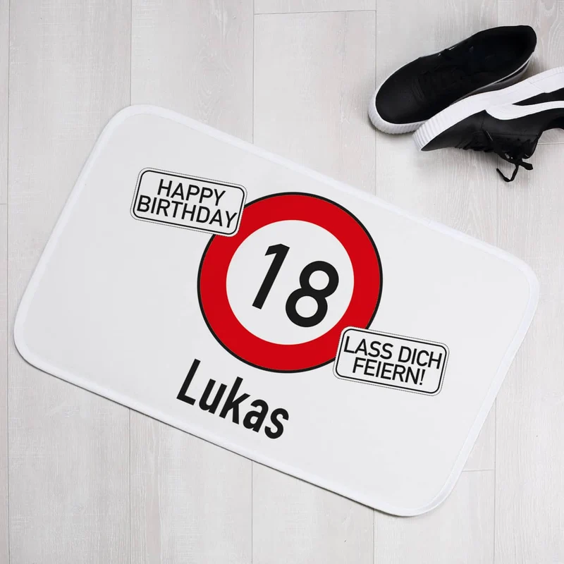 Türvorleger / Badematte zum Geburtstag mit Verkehrszeichen