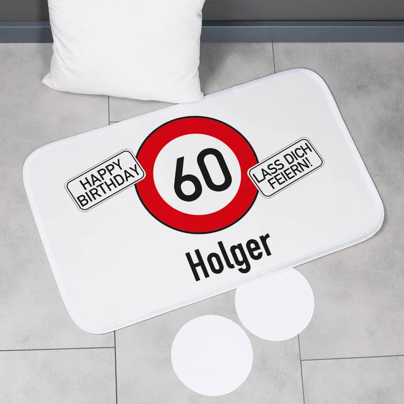 Türvorleger / Badematte zum Geburtstag mit Verkehrszeichen