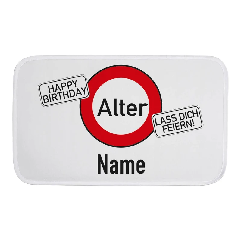 Türvorleger / Badematte zum Geburtstag mit Verkehrszeichen