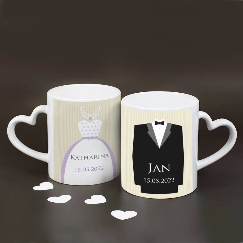 Hochzeitstassen für Braut und Bräutigam