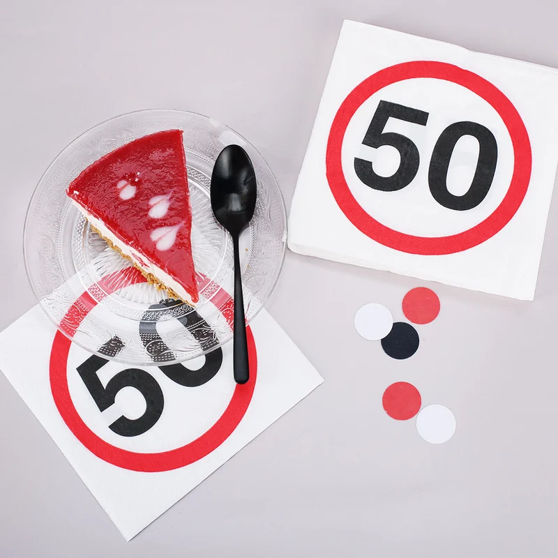 Verkehrszeichen-Servietten zum 50. Geburtstag