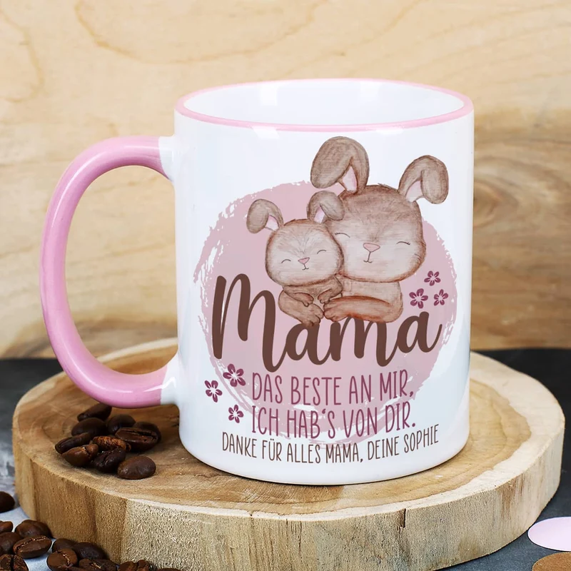 Mama, das Beste an mir, ich hab's von Dir - Tasse zum Muttertag mit Wunschtext