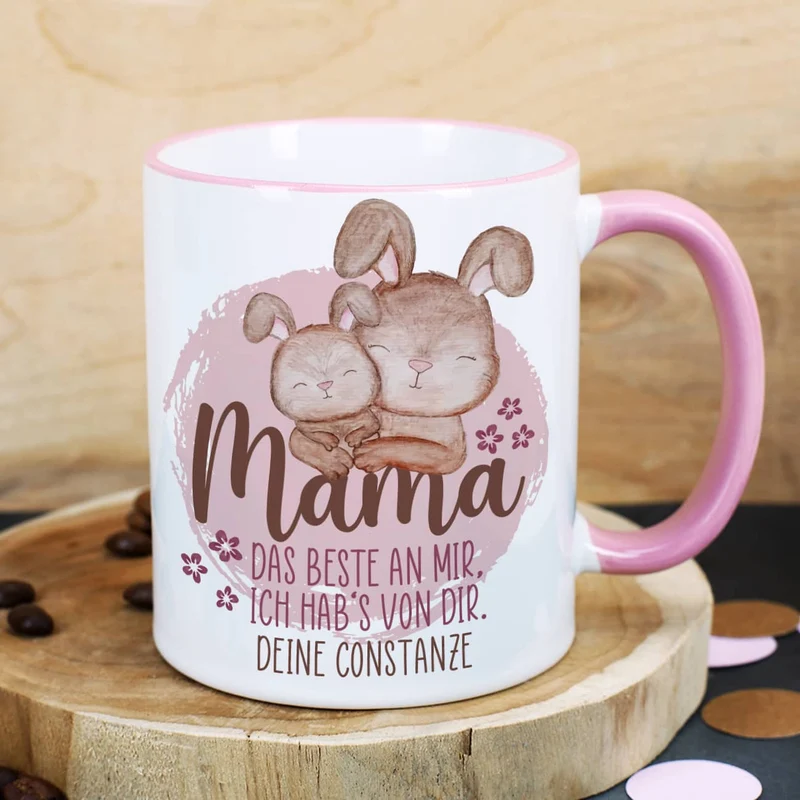 Mama, das Beste an mir, ich hab's von Dir - Tasse zum Muttertag mit Wunschtext