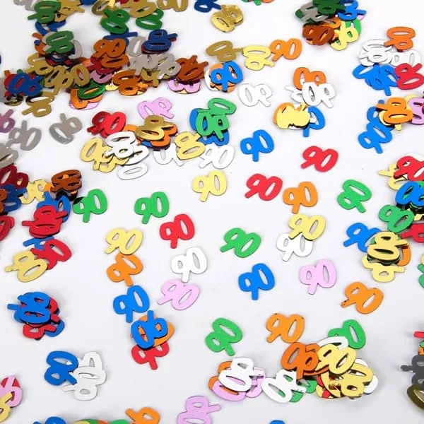 buntes Zahlenkonfetti zum 90. Geburtstag
