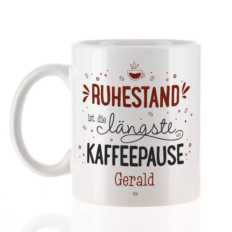 Persönliche Kaffeetasse zum Ruhestand