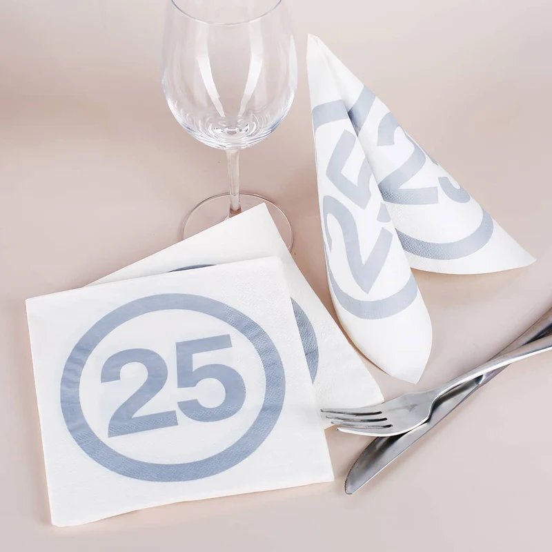 Servietten zur Silbernen Hochzeit