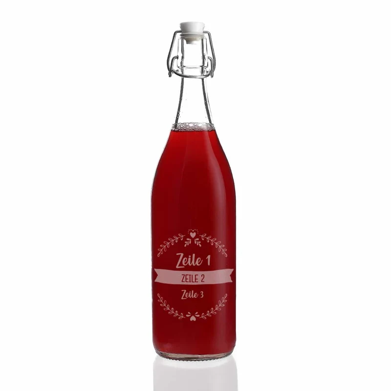 Bügelflasche mit 3 Zeilen Wunschtext