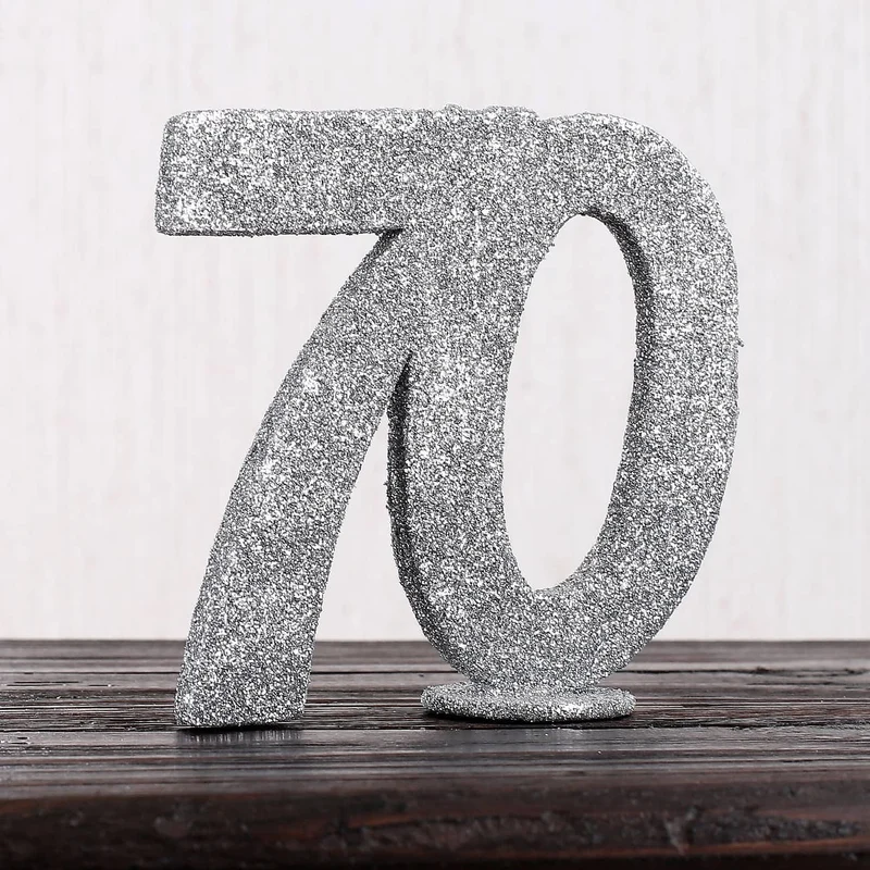 Silberne Dekozahl 70 zum Geburtstag für Tischdekoration